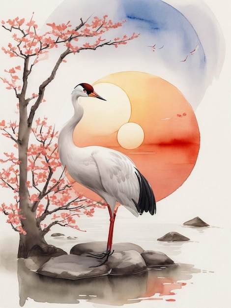 Prompt Artistic Image Japanese Zen Tao Crane