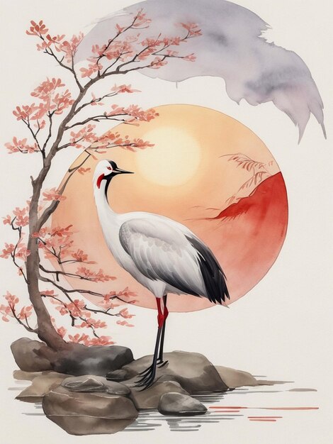 Prompt Artistic Image Japanese Zen Tao Crane