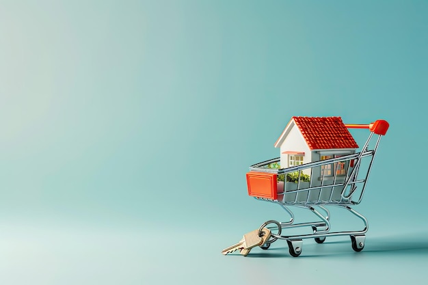 Photo property markethouse in shopping cart and keys