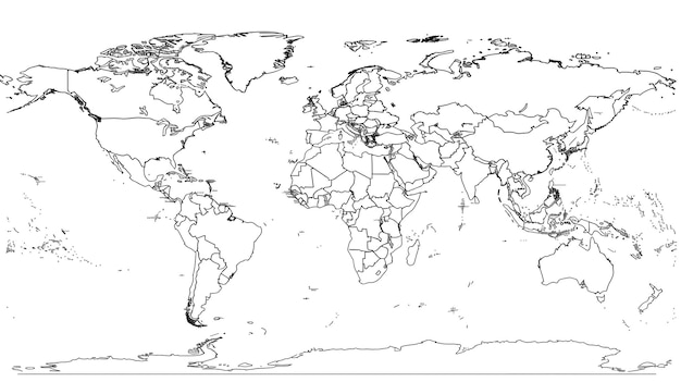 Proportionate World Map Outline Versatile Geographic for Design and Educational Use