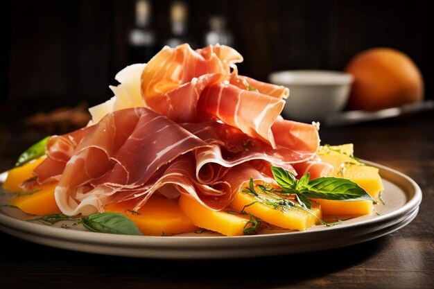 Prosciutto and Melon Side Dish Prosciutto e Melone food photography