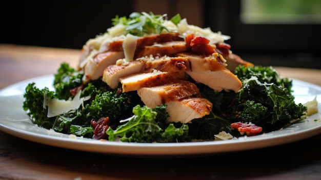 Prosciutto and parmesan chicken with kale Caesar