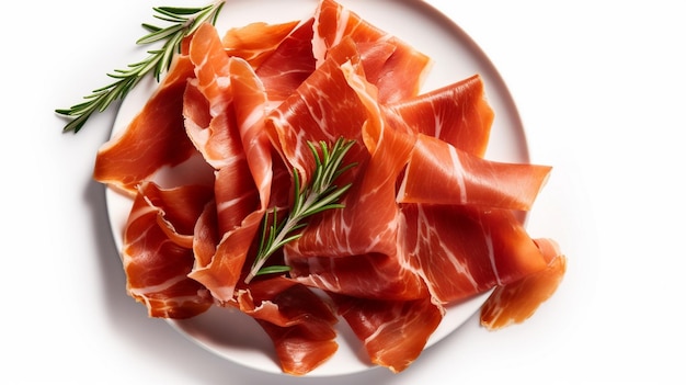 Prosciutto Slices Isolated On White Background