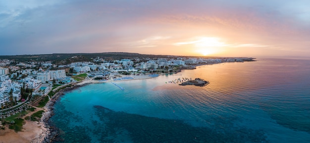 Protaras city at sunset in Cyprus