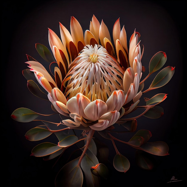 Protea Flower African Protea Abstract Generative AI Illustration