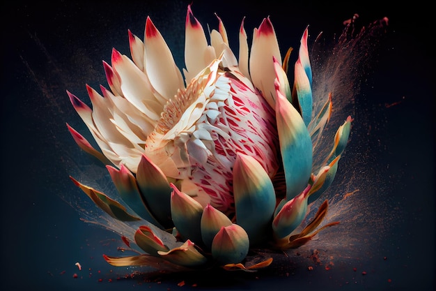 Protea Flower African Protea Abstract Generative AI Illustration