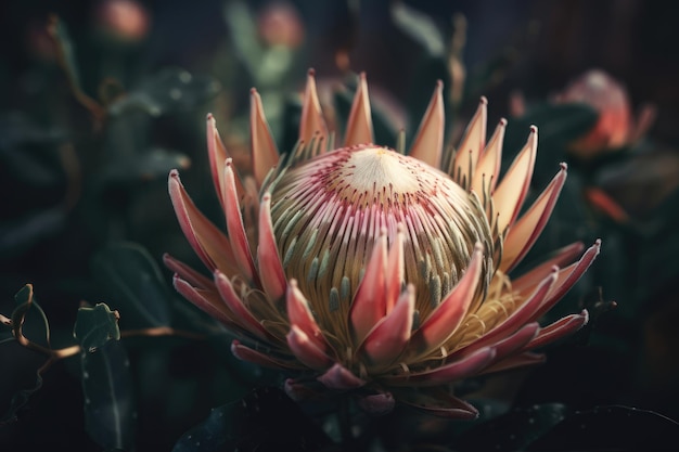 Protea flower featuring protea flower and floral AI generated