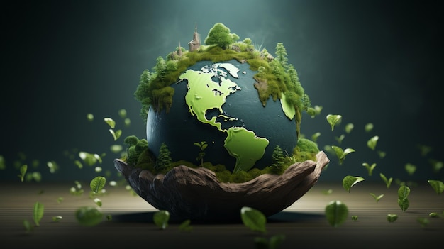 Protect Earth Day the importance of loving nature 3D cartoon Generative AI