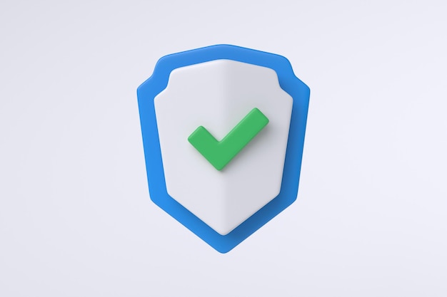 Protection shield icon 3d render illustration