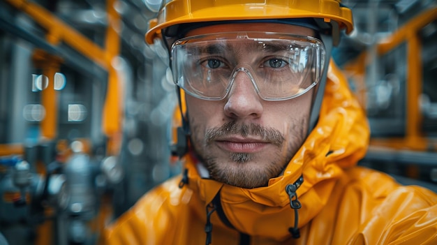 Protective and Safety Equipment for workers in large industrial plants include eyewear earplugs high vis clothing and hard hats