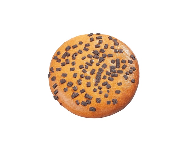 Protein cookies with chocolate chips View from above White background Isolated