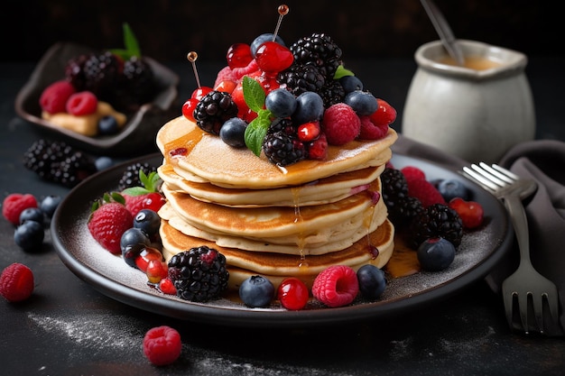 Protein Pancakes with Fresh Berries Hearty High Protein Low Fat Recipe generative AI