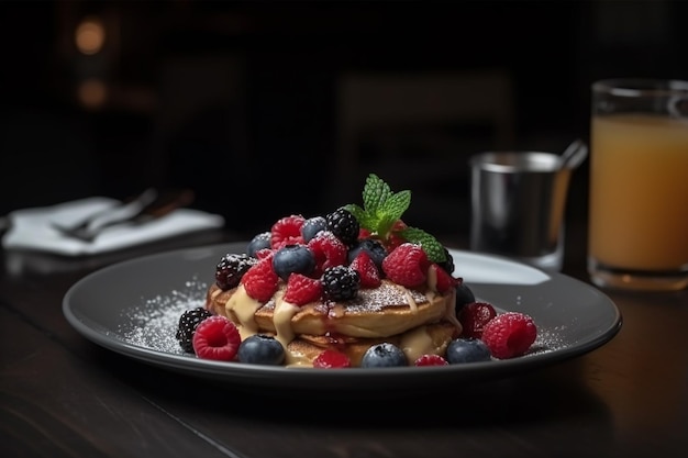 Protein Pancakes with Fresh Berries Hearty High Protein Low Fat Recipe generative AI