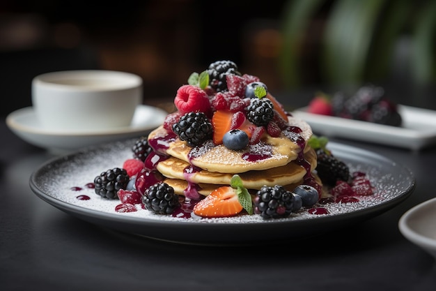 Protein Pancakes with Fresh Berries Hearty High Protein Low Fat Recipe generative AI