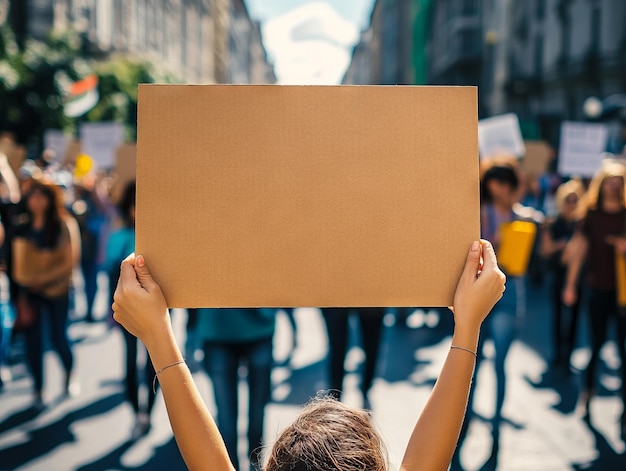 Photo protestor holding a blank sign