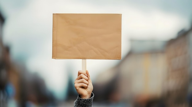 Photo protestor holding an empty sign at a demonstration