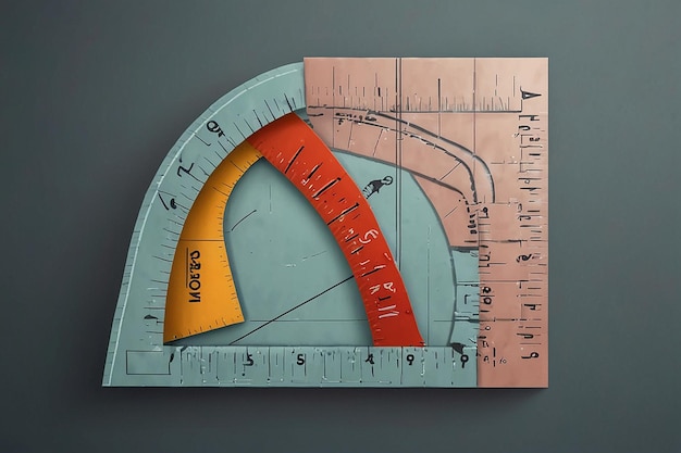 Protractor ruler Measuring tool 3d vector icon Cartoon minimal style