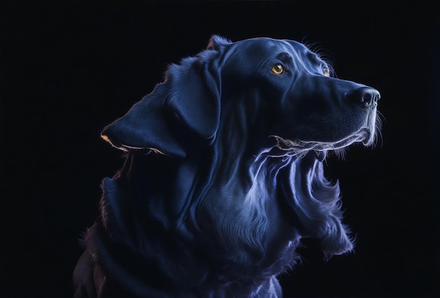 a protrait of a dog holographic lighting