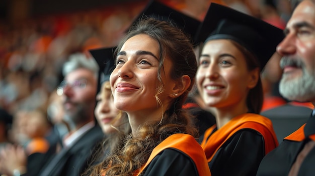 Proud graduates and univercity members applaud during the graduation ceremony