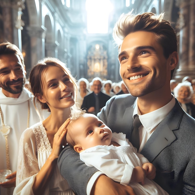 Proud parents looked on with tears of happiness as their children were baptized in the historic cath