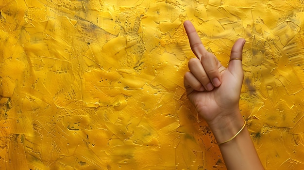 Provocative Middle Finger Gesture on Golden Background for Photo and Banner Design