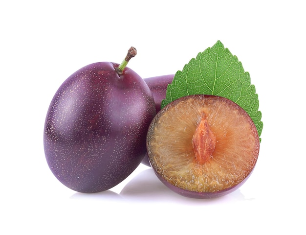 Prune or plum isolated on a white background