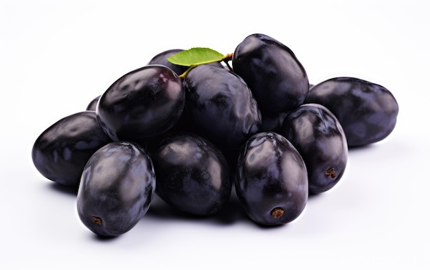 Prunes Fruit On White Background