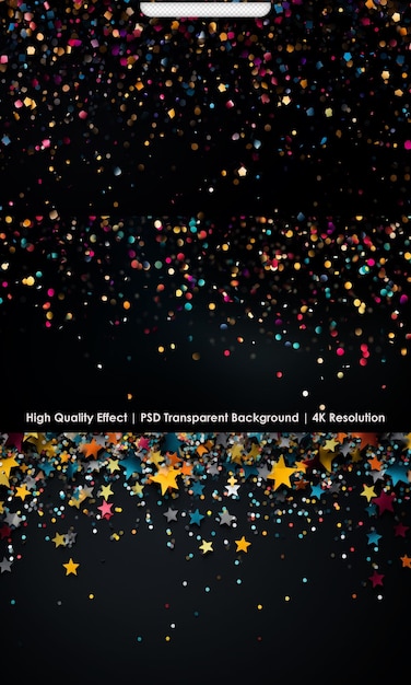 PSD Abstract colorful confetti transparent background