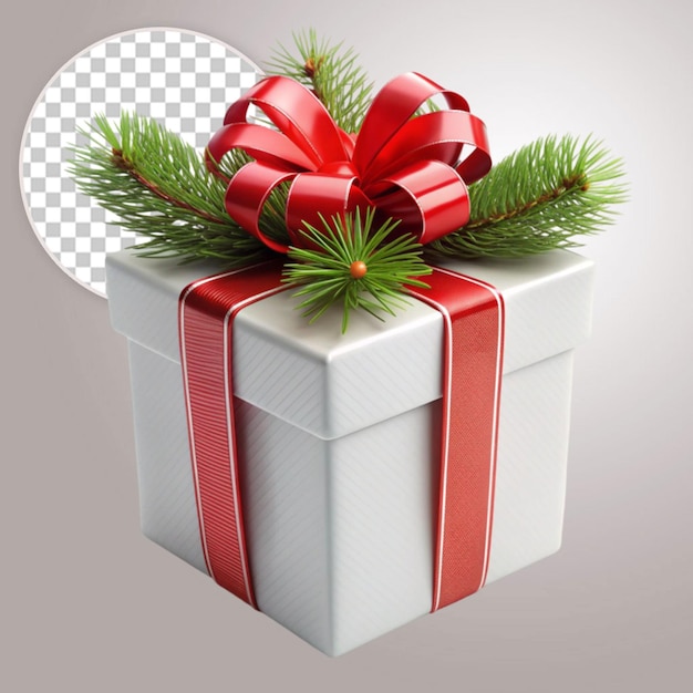 PSD christmas gift box on transparent background