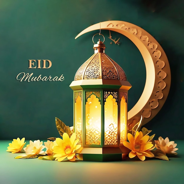 PSD Eid Mubarak premium vector illustration with luxury design Elegance Islamic Celebration Card