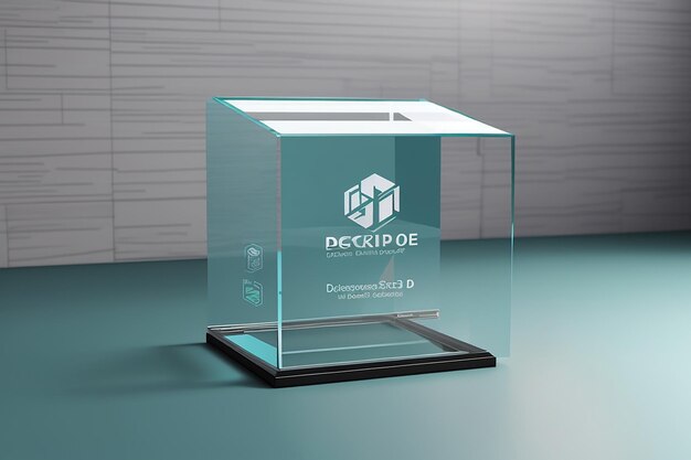 PSD glass office 3d logo mockup