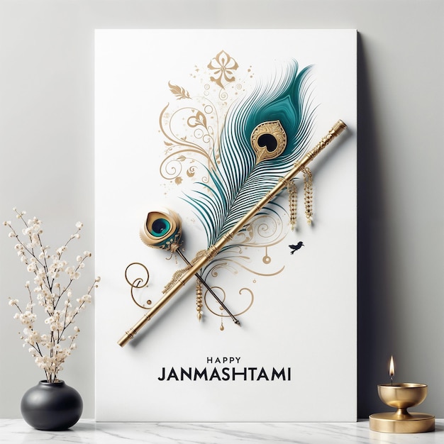 PSD happy Janmashtami social media poster template