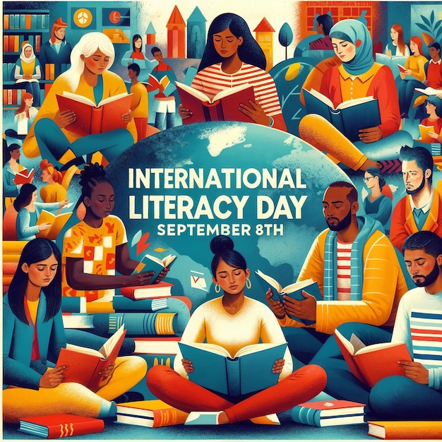 PSD International Literacy Day social media poster template