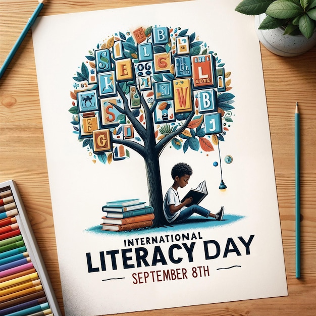 Photo psd international literacy day social media poster template