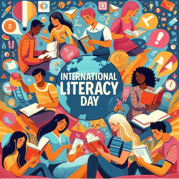 PSD International Literacy Day social media poster template