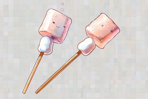 PSD Marshmallows on Skewer on Transparent Background