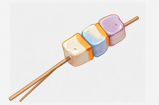 PSD Marshmallows on Skewer on Transparent Background