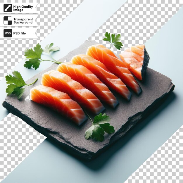 Photo psd salmon on a plate on transparent background