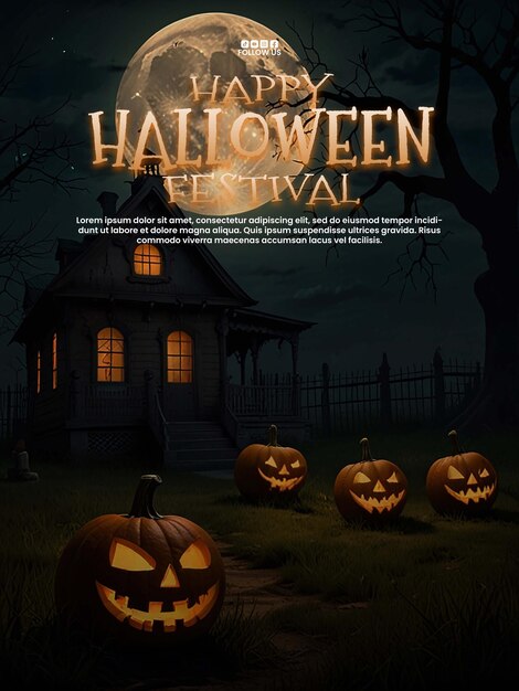 Photo psd template flyer and poster halloween