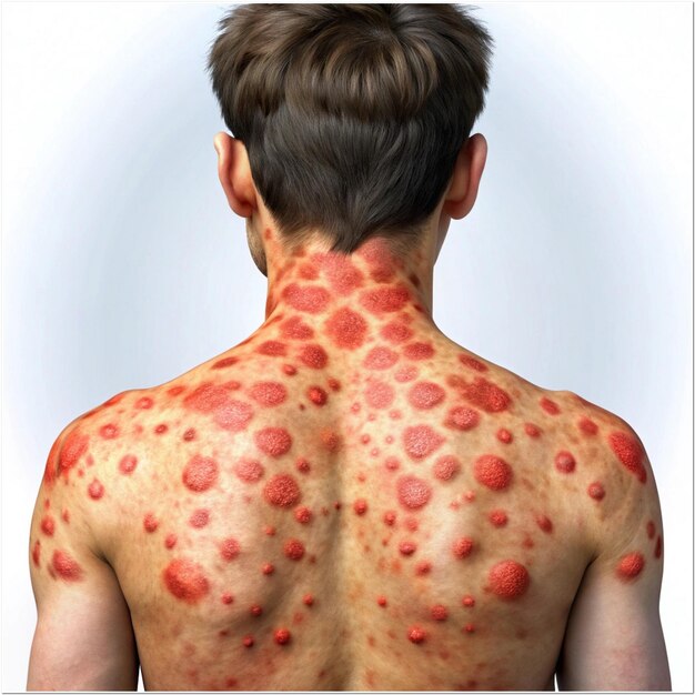 Psoriasis skin condition red patches medical illustration chronic disease dermatology health ca