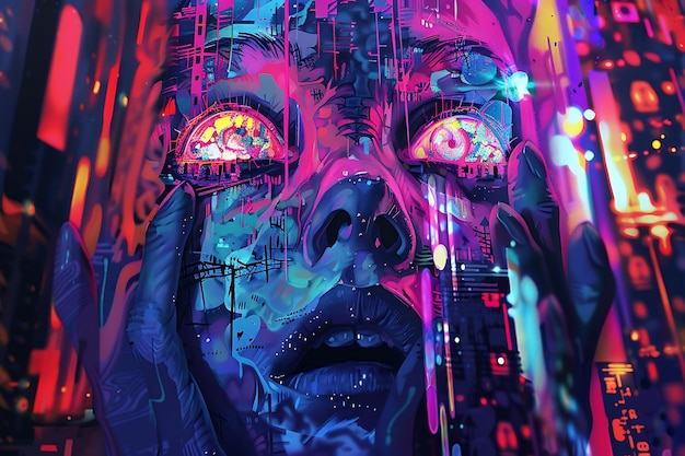 Psychedelic art featuring vibrant colors abstract patterns and surreal imagery