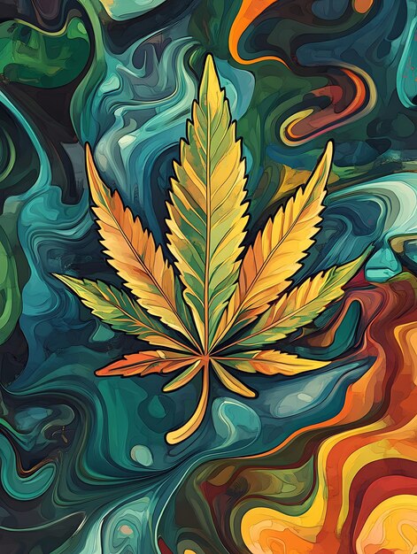 Photo psychedelic cannabis leaf