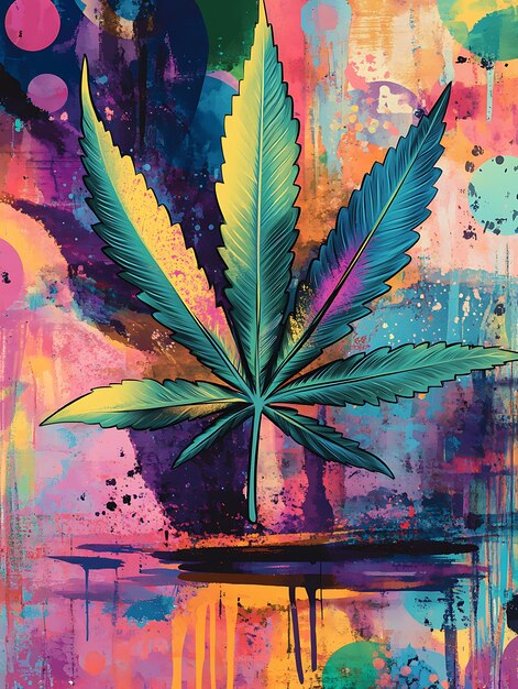 Photo psychedelic cannabis leaf