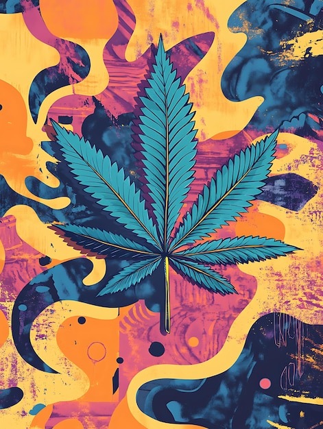 Photo psychedelic cannabis leaf