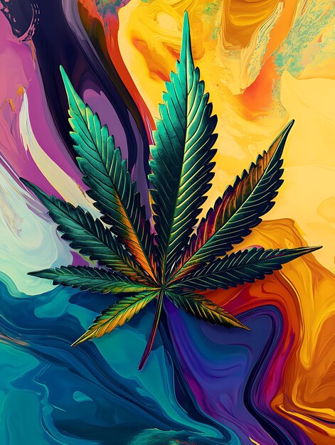 Photo psychedelic cannabis leaf