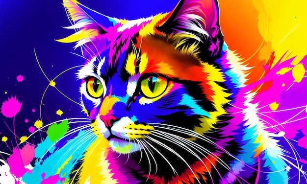 Psychedelic Cat's Abstract Beauty