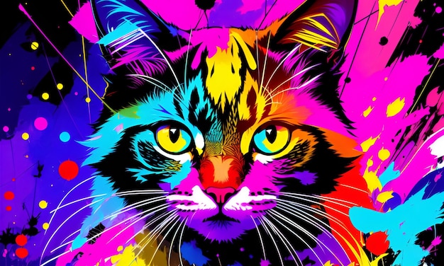 Psychedelic Cat's Abstract Beauty