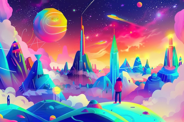 Photo psychedelic cityscape