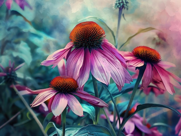 Psychedelic Coneflower Garden A Retro Kaleidoscope of Natures Beauty