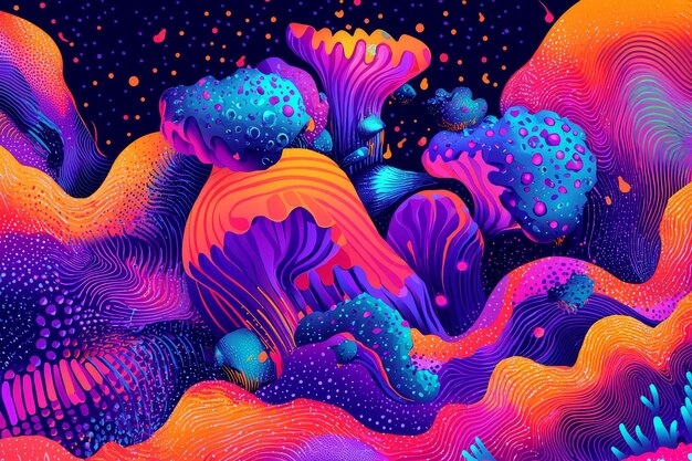 Photo psychedelic mushroom forest